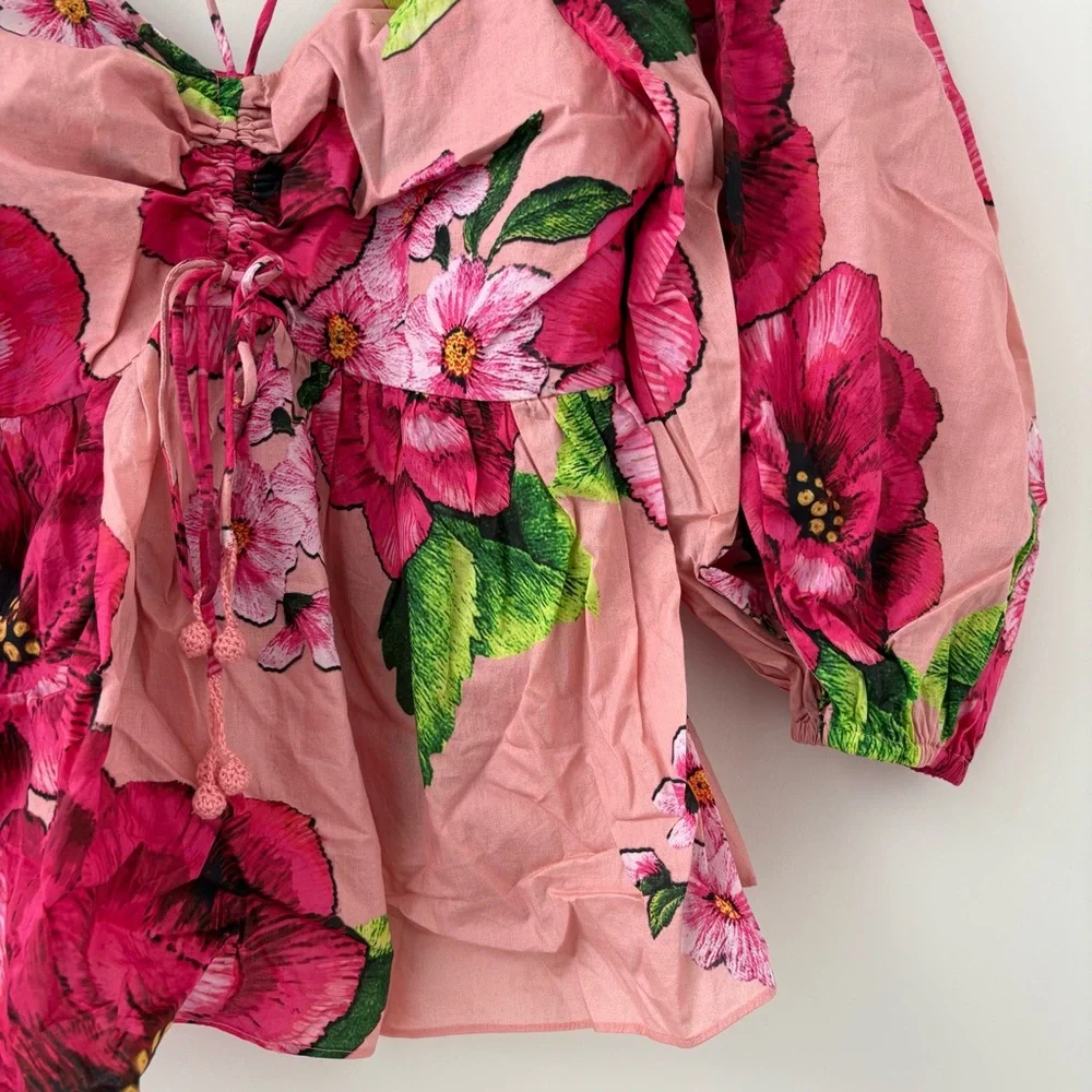 NWOT Farm Rio Embroidered Chita Blouse S - Picture 7 of 16